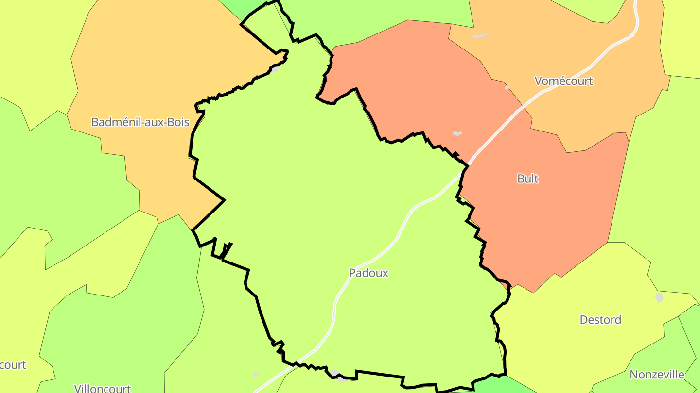 Carte des prix de l'immobilier Padoux
