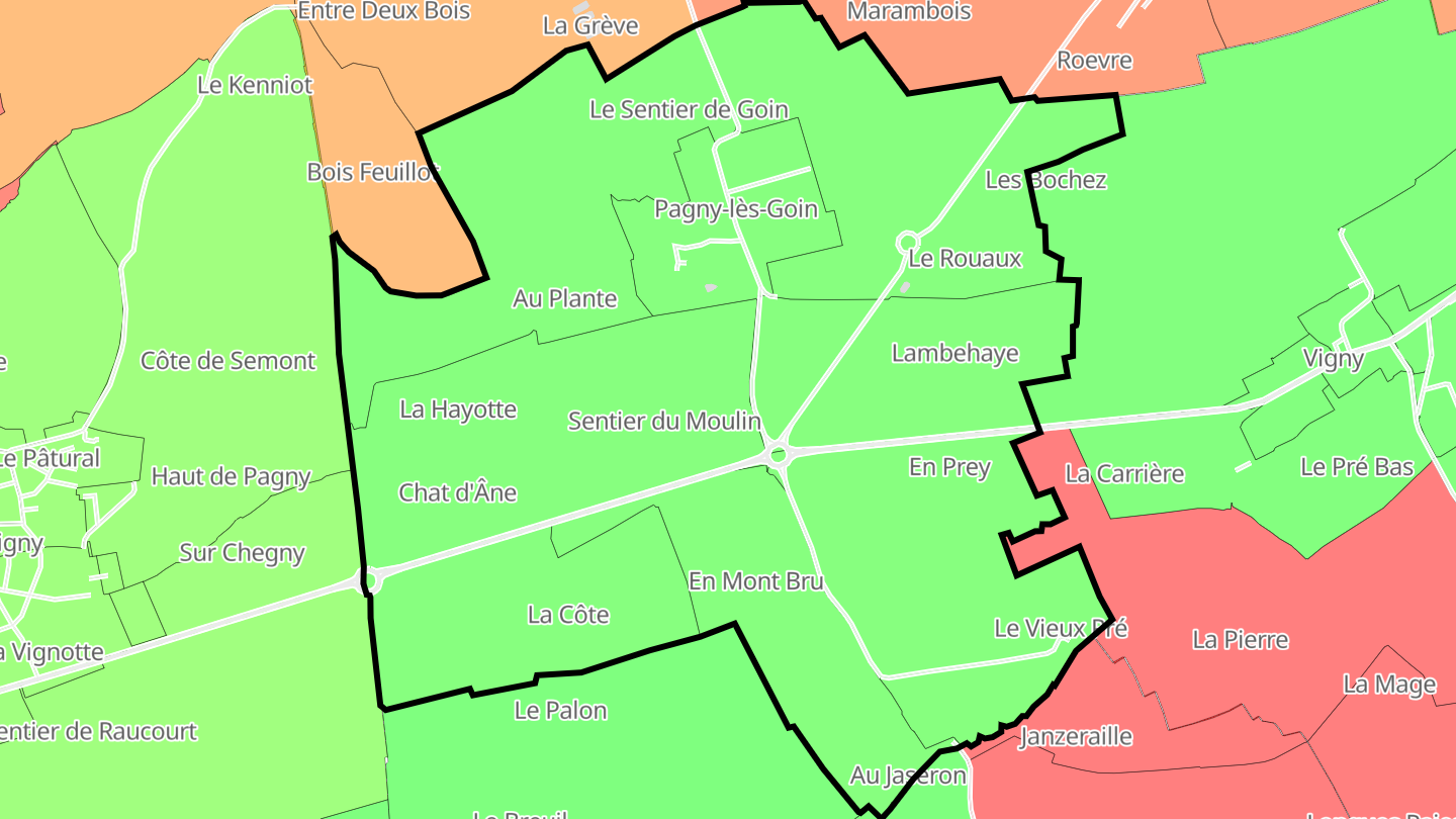 Carte des prix de l'immobilier Pagny-lès-Goin