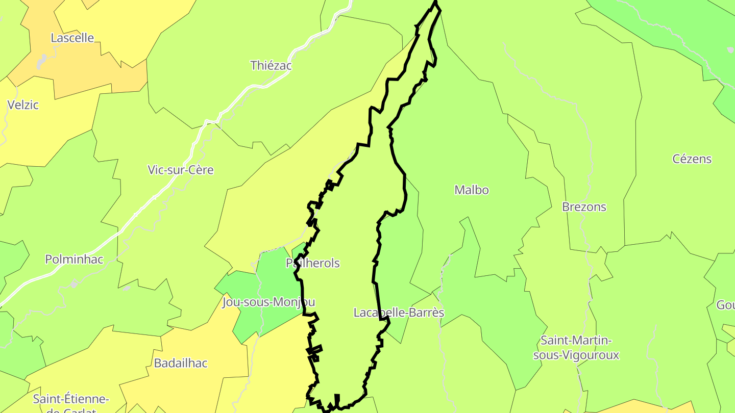Carte des prix de l'immobilier Pailherols