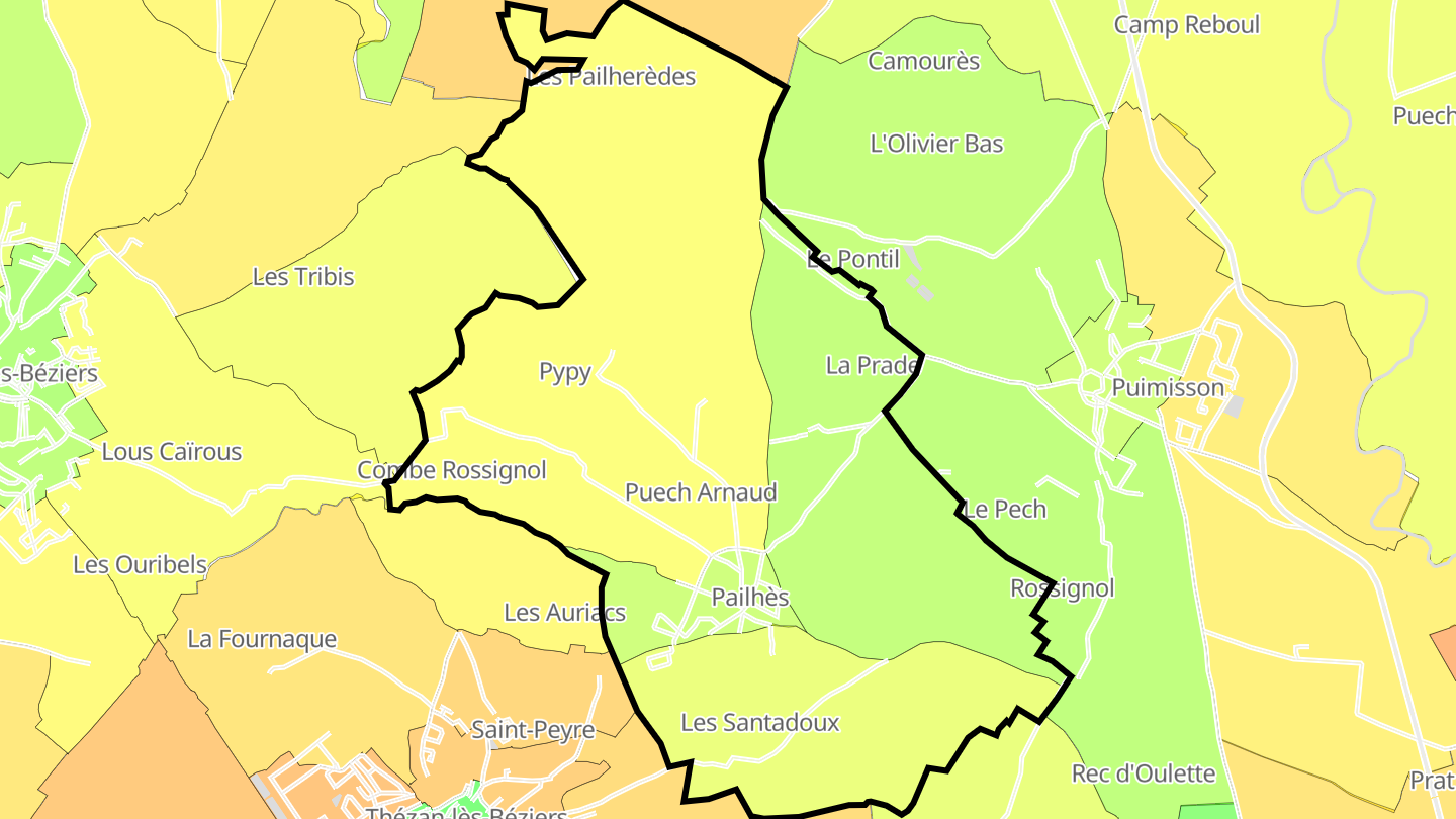 Carte des prix de l'immobilier Pailhès