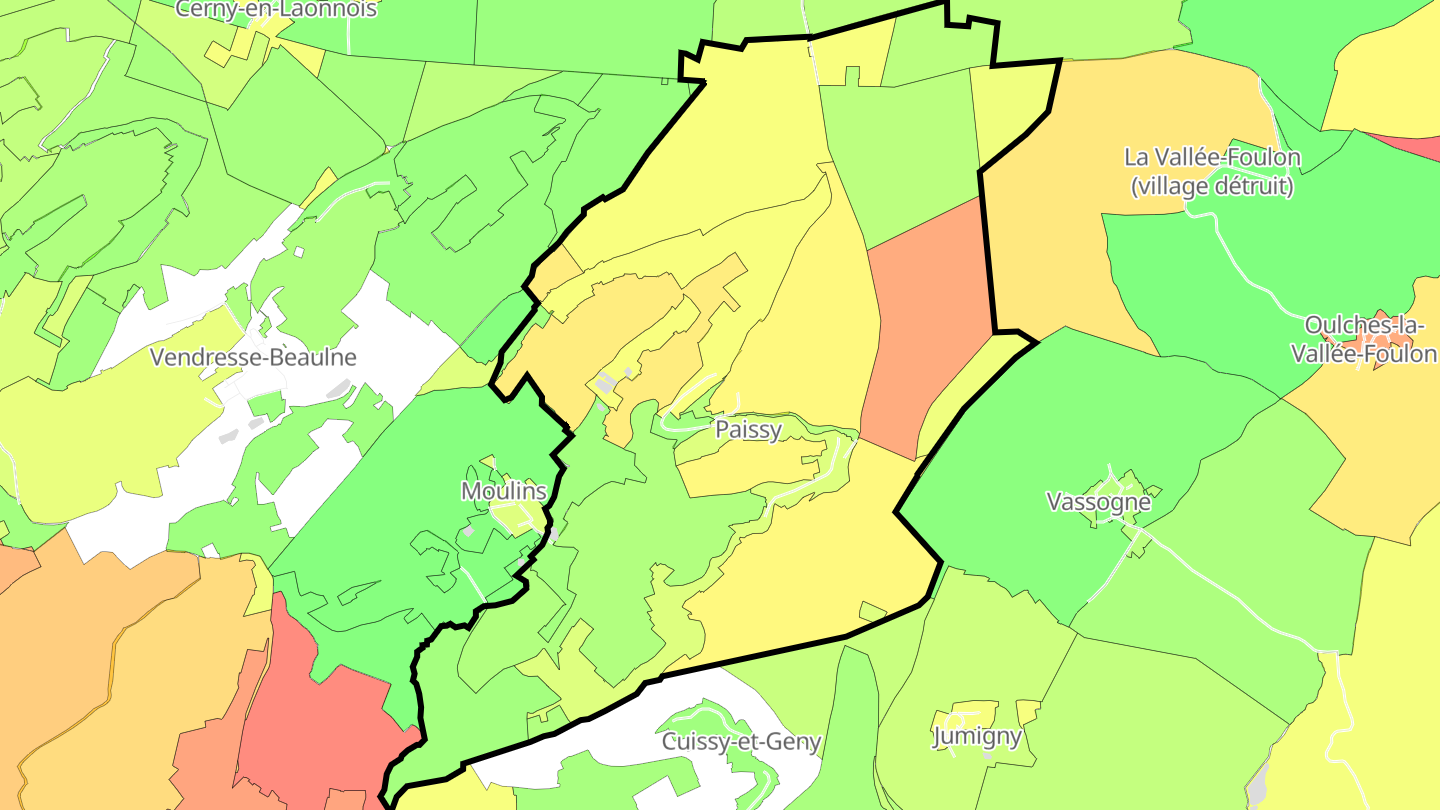 Carte des prix de l'immobilier Paissy