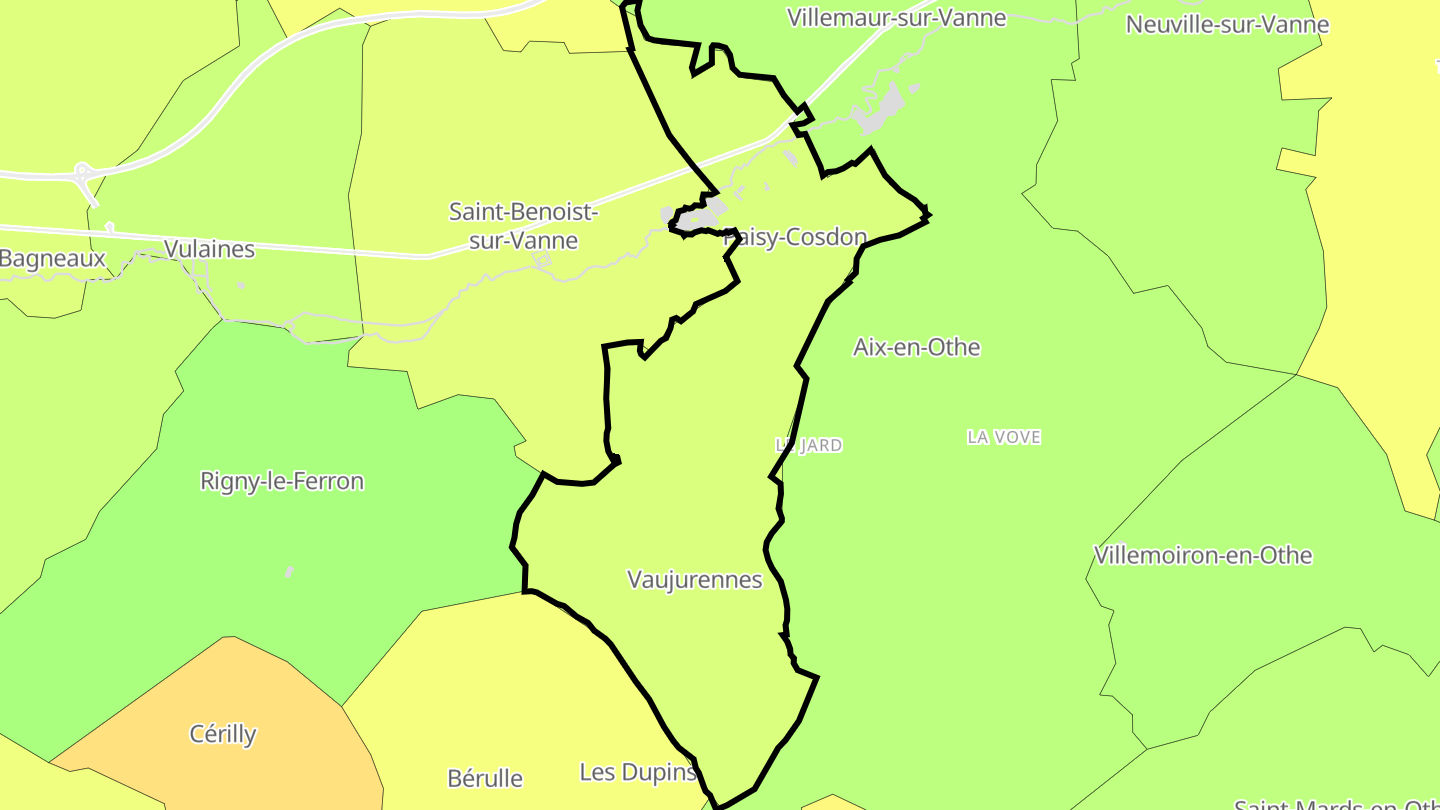 Carte des prix de l'immobilier Paisy-Cosdon