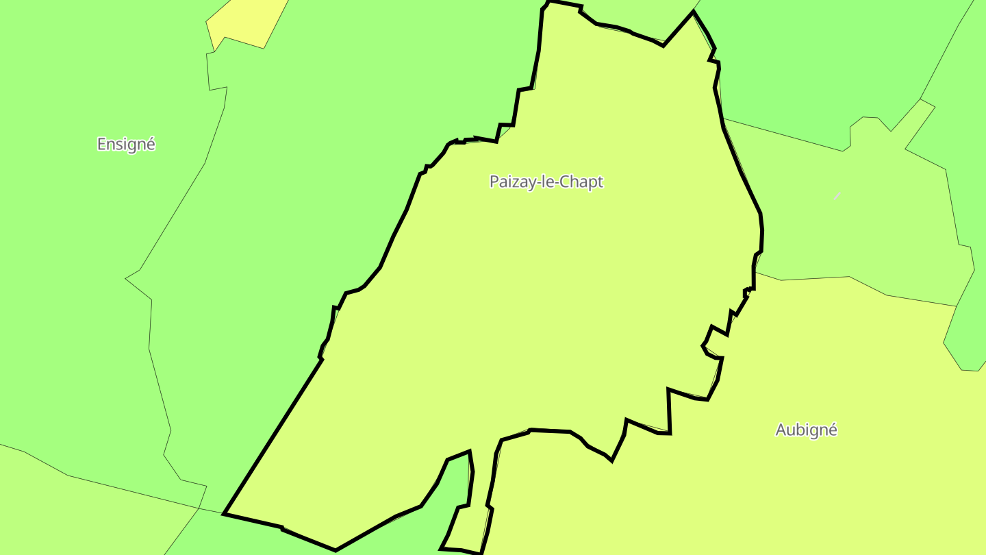 Carte des prix de l'immobilier Paizay-le-Chapt