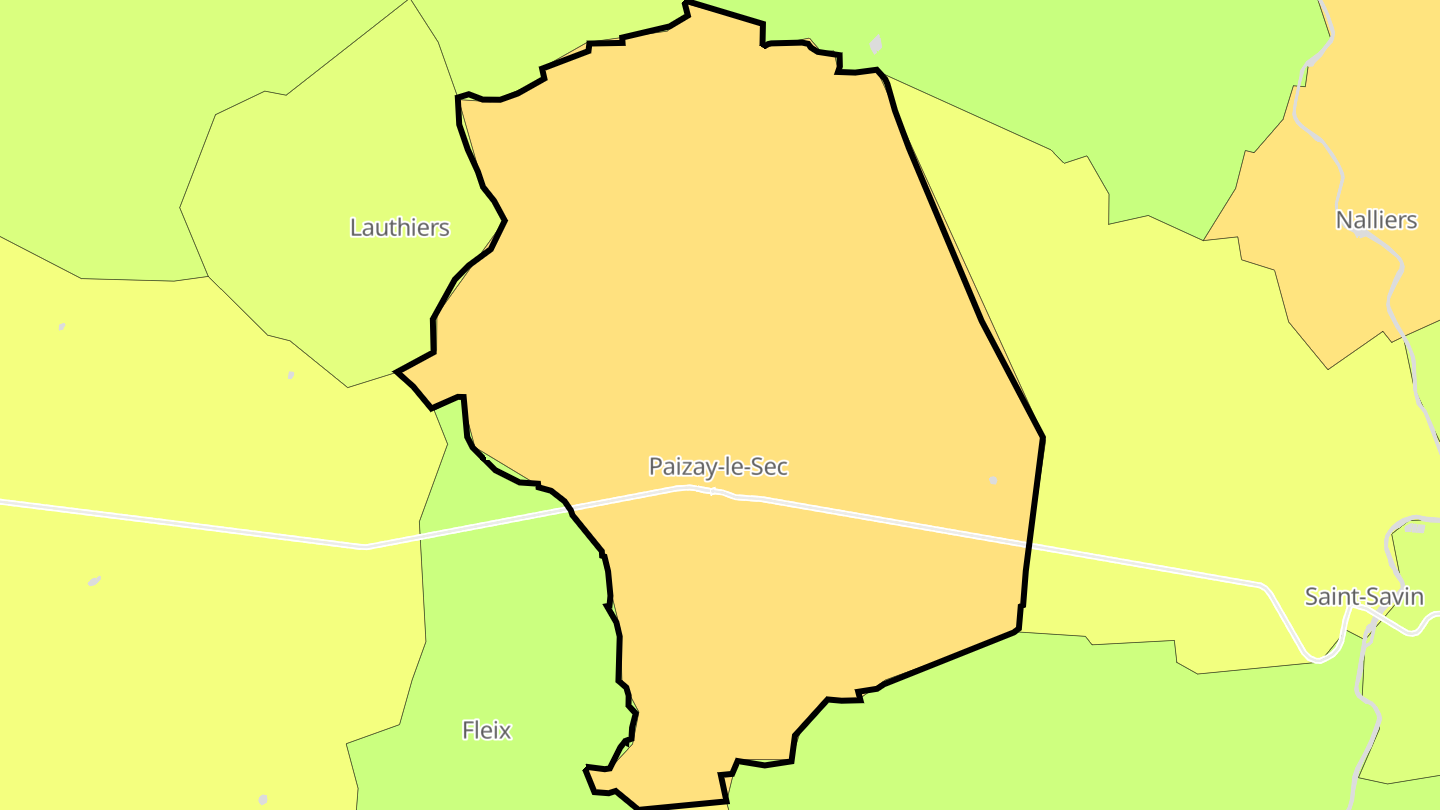 Carte des prix de l'immobilier Paizay-le-Sec