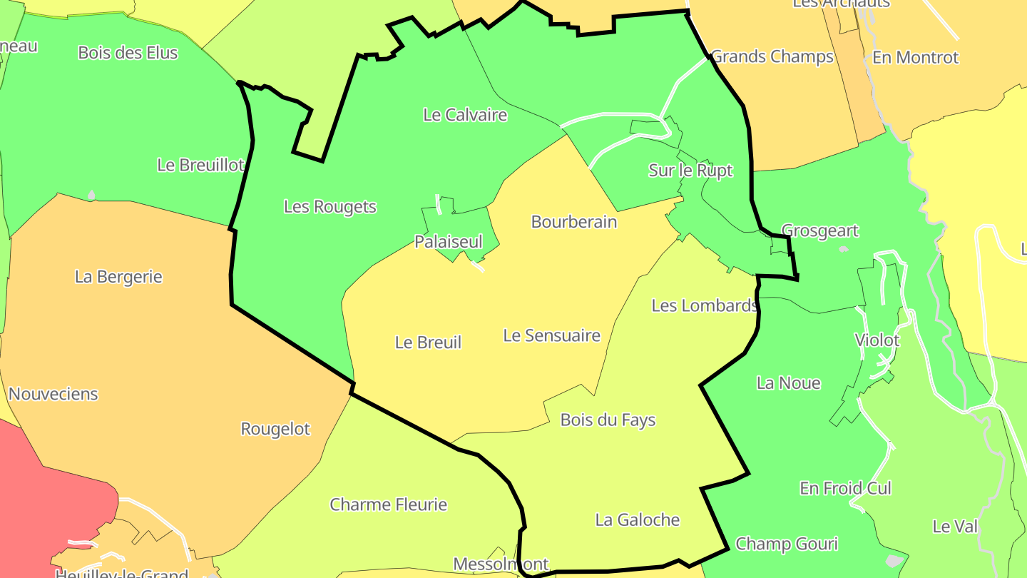 Carte des prix de l'immobilier Palaiseul