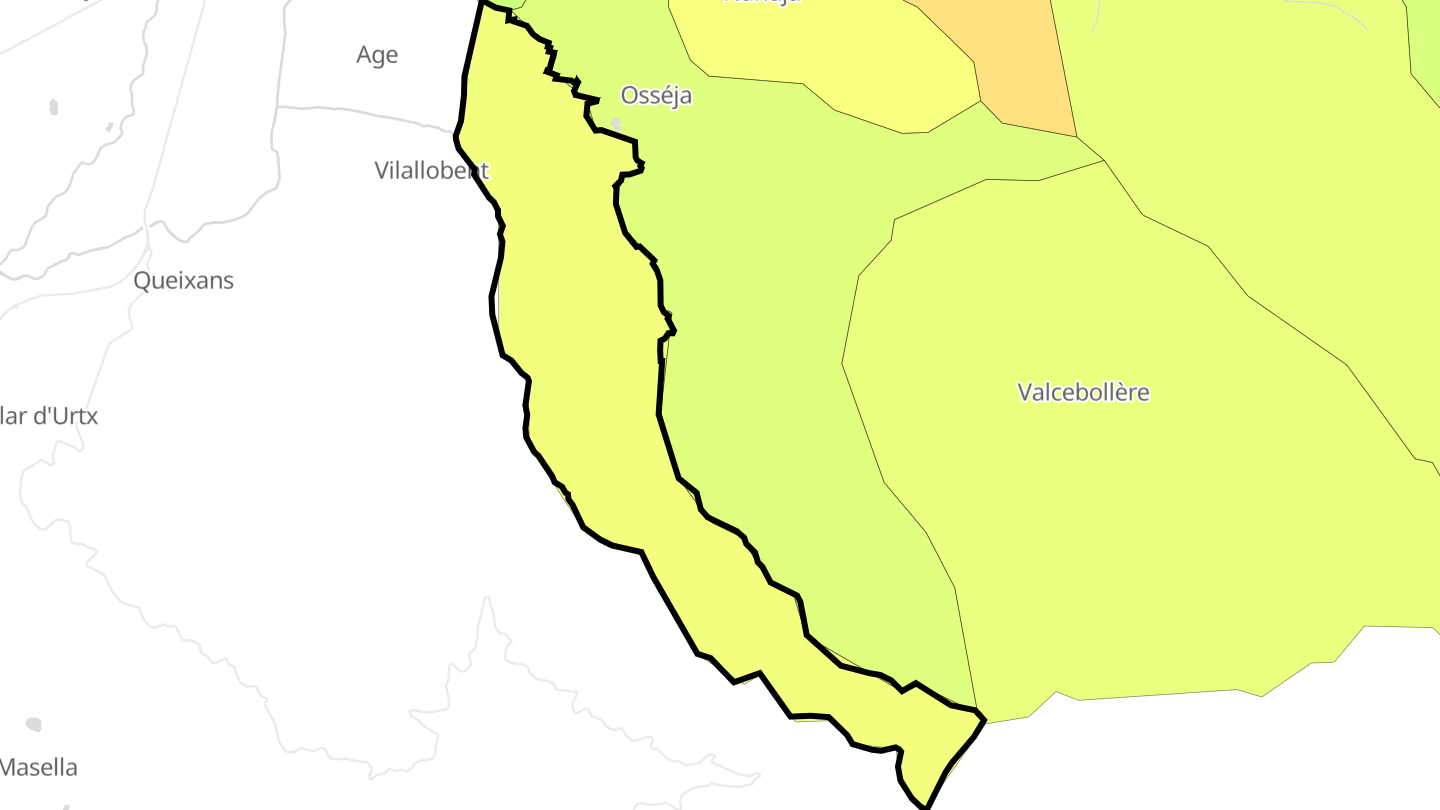 Carte des prix de l'immobilier Palau-de-Cerdagne