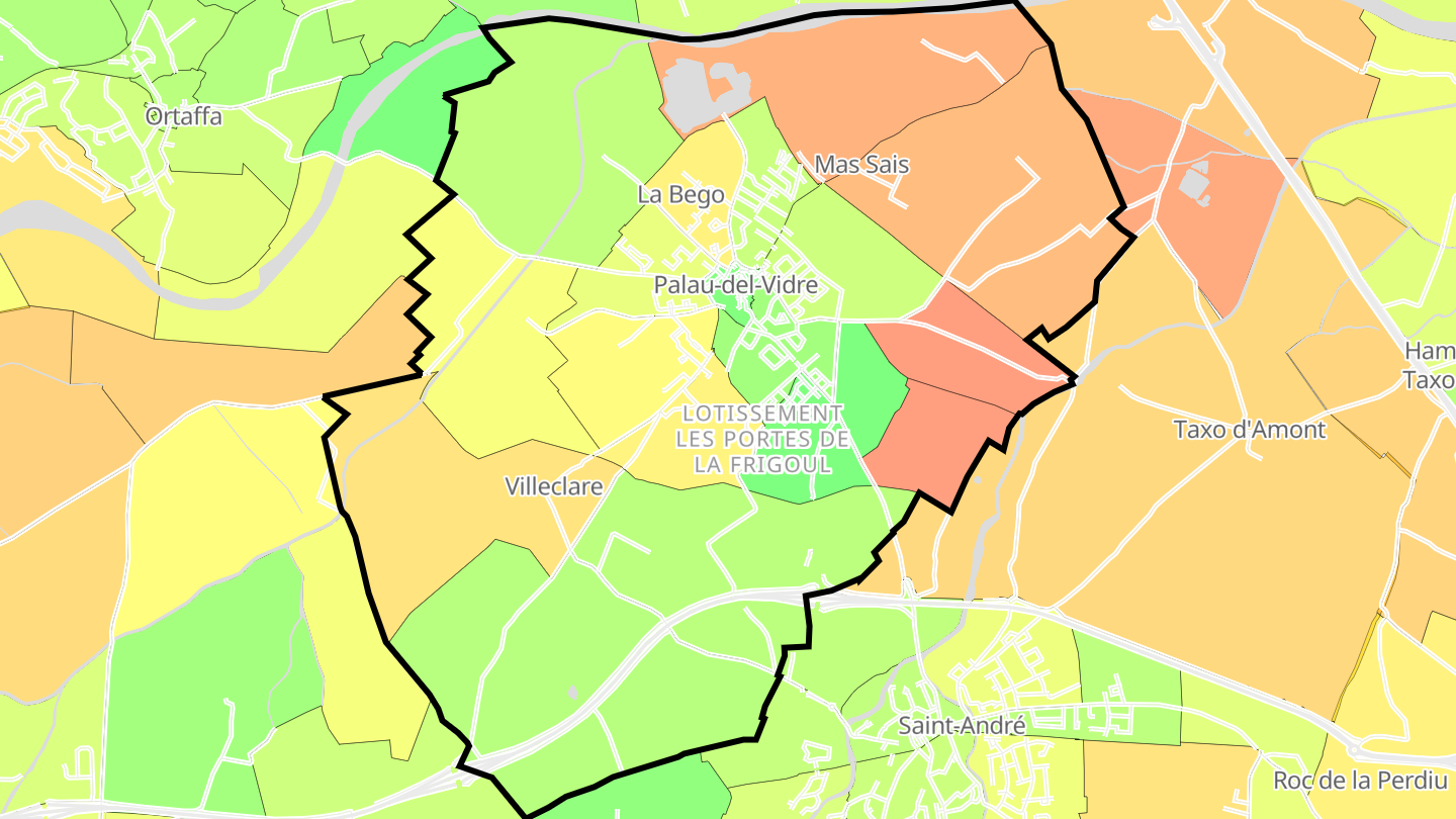 Carte des prix de l'immobilier Palau-del-Vidre