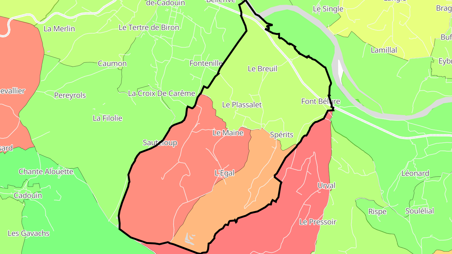 Carte des prix de l'immobilier Paleyrac