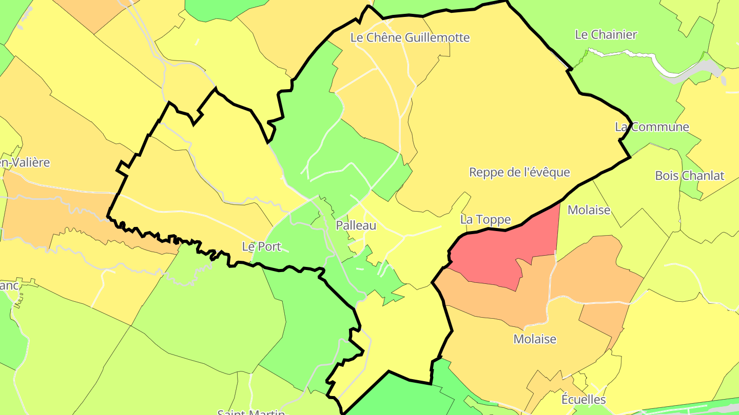 Carte des prix de l'immobilier Palleau