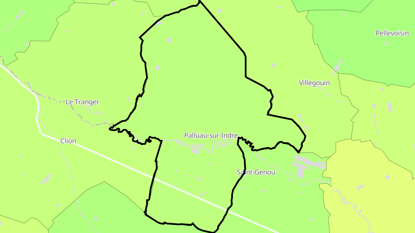 Carte des prix de l'immobilier Palluau-sur-Indre