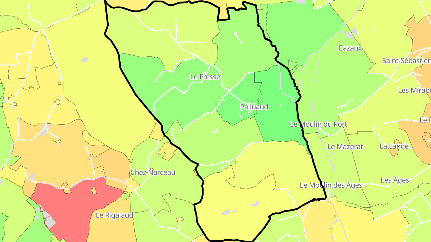 Carte des prix de l'immobilier Palluaud