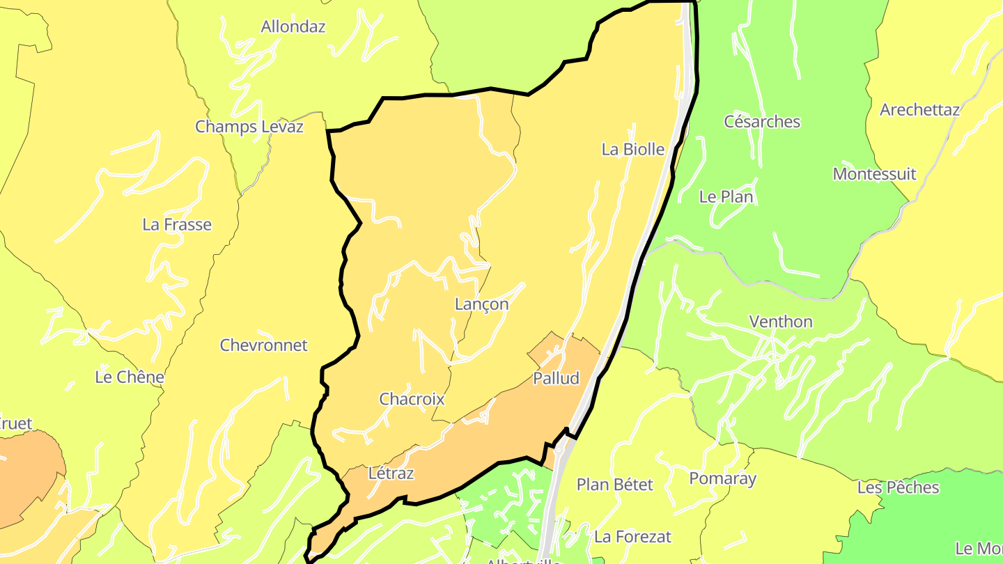 Carte des prix de l'immobilier Pallud