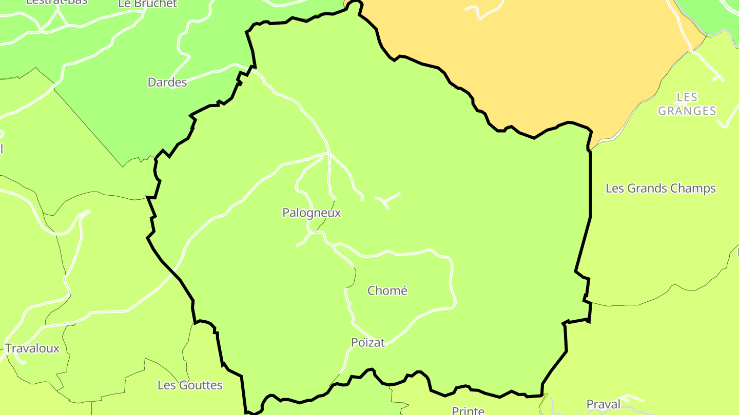 Carte des prix de l'immobilier Palogneux