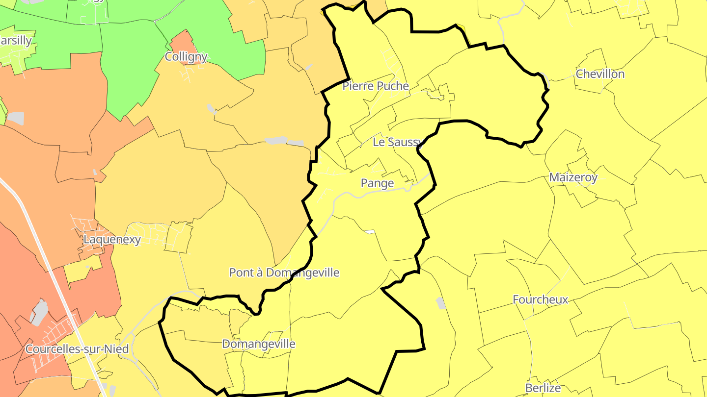 Carte des prix de l'immobilier Pange