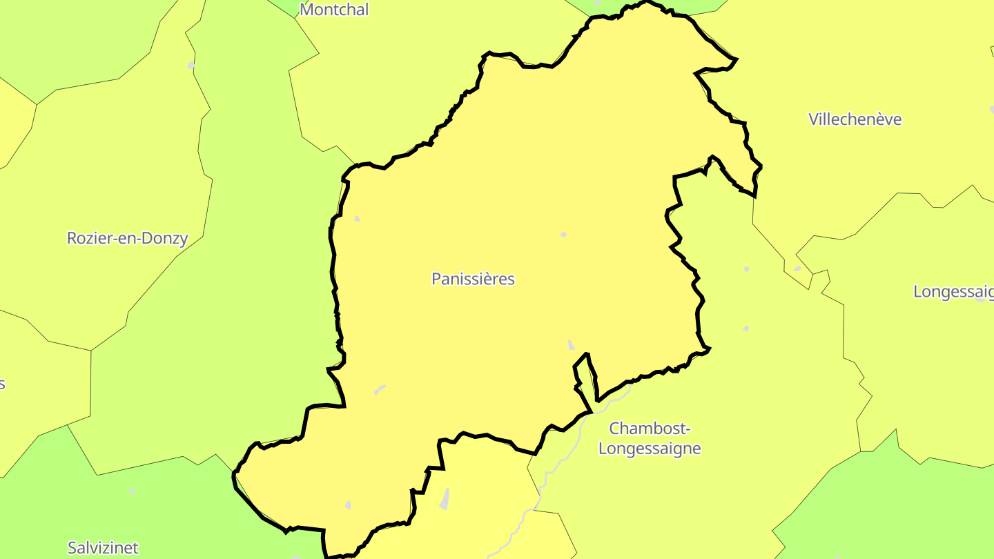 Carte des prix de l'immobilier Panissières