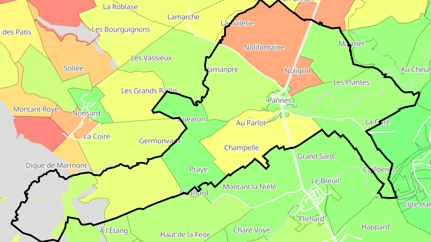 Carte des prix de l'immobilier Pannes