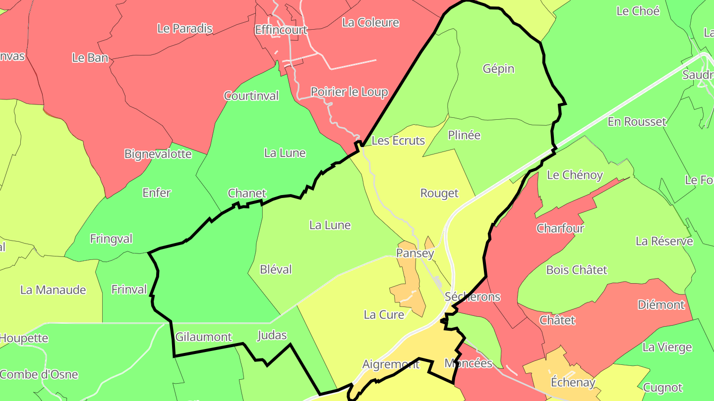 Carte des prix de l'immobilier Pansey