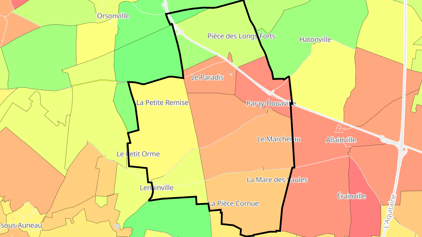 Carte des prix de l'immobilier Paray-Douaville