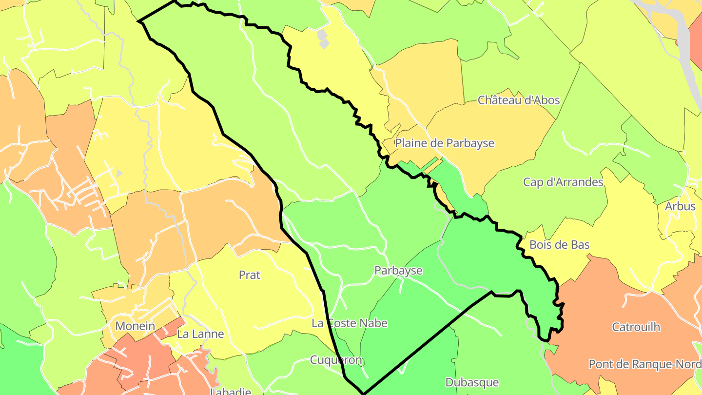 Carte des prix de l'immobilier Parbayse