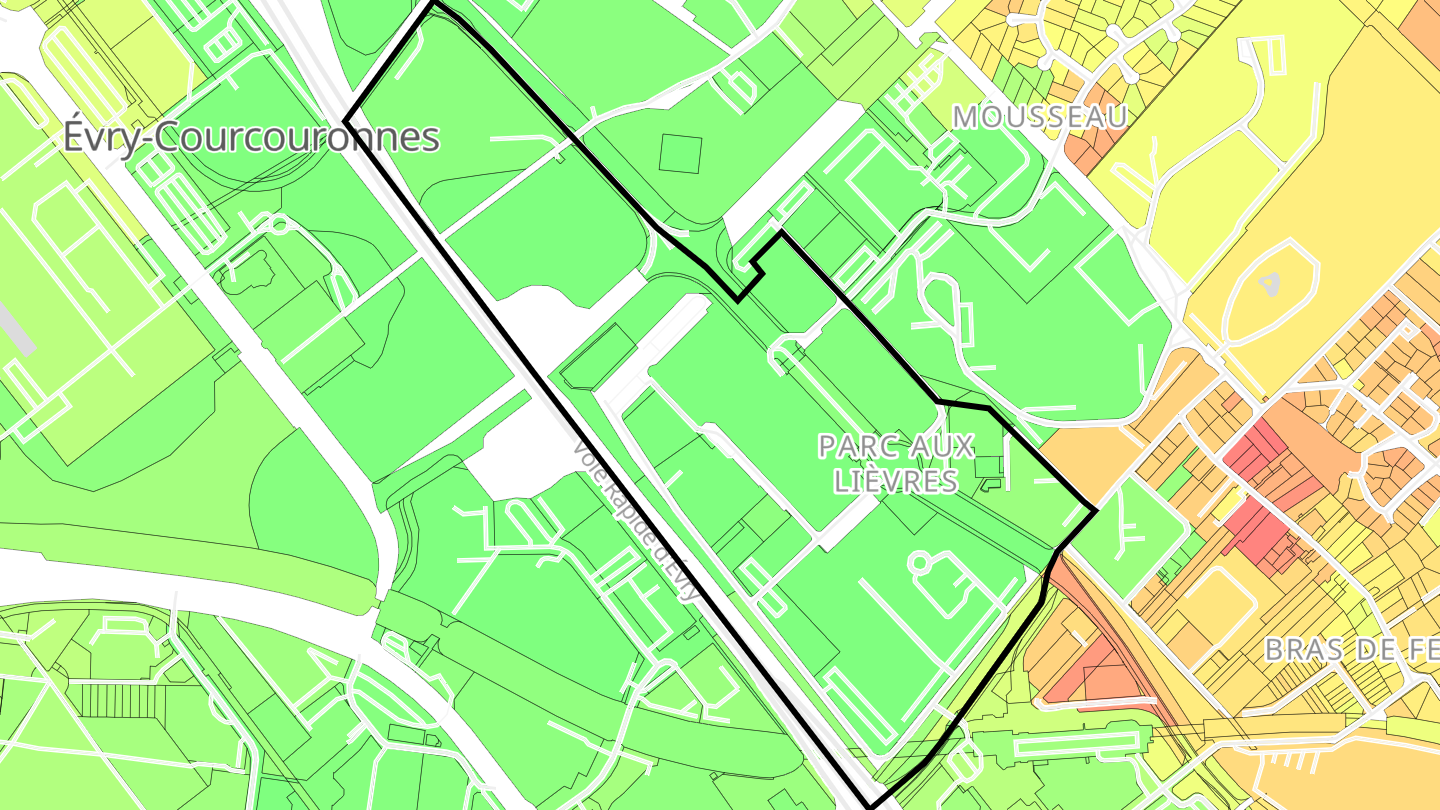 Carte des prix de l'immobilier Parc Aux Lièvres