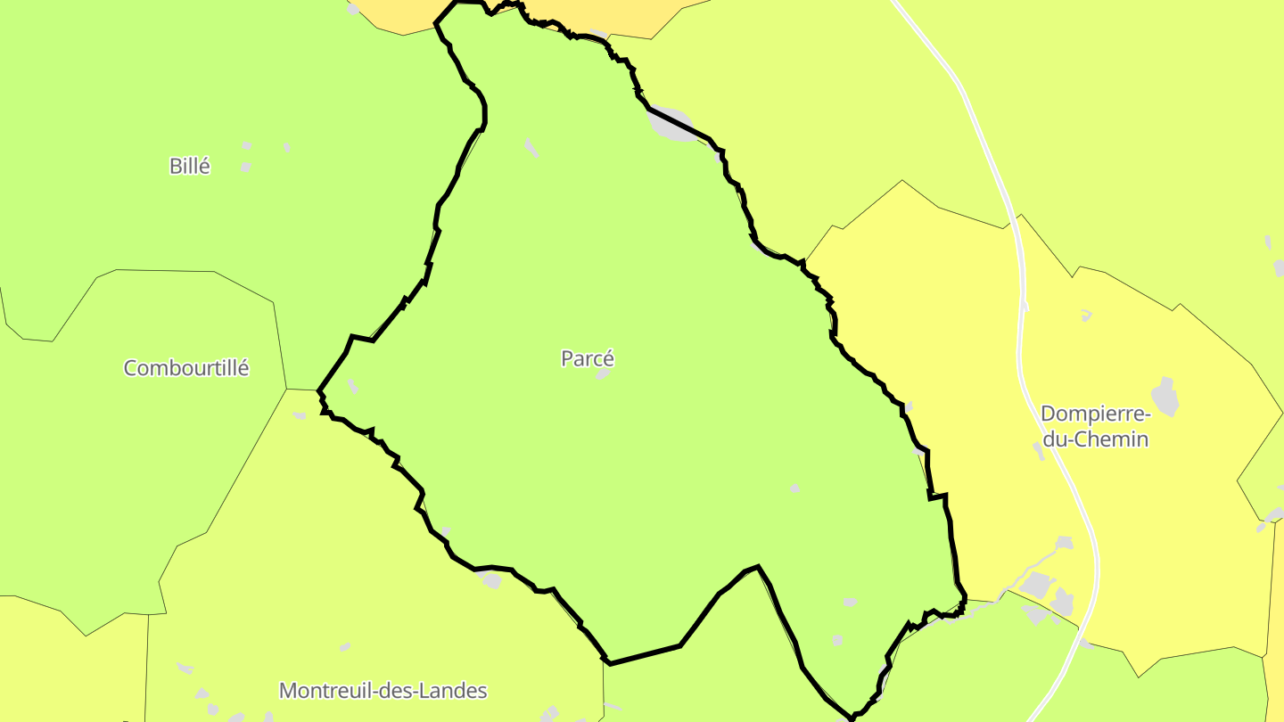 Carte des prix de l'immobilier Parcé