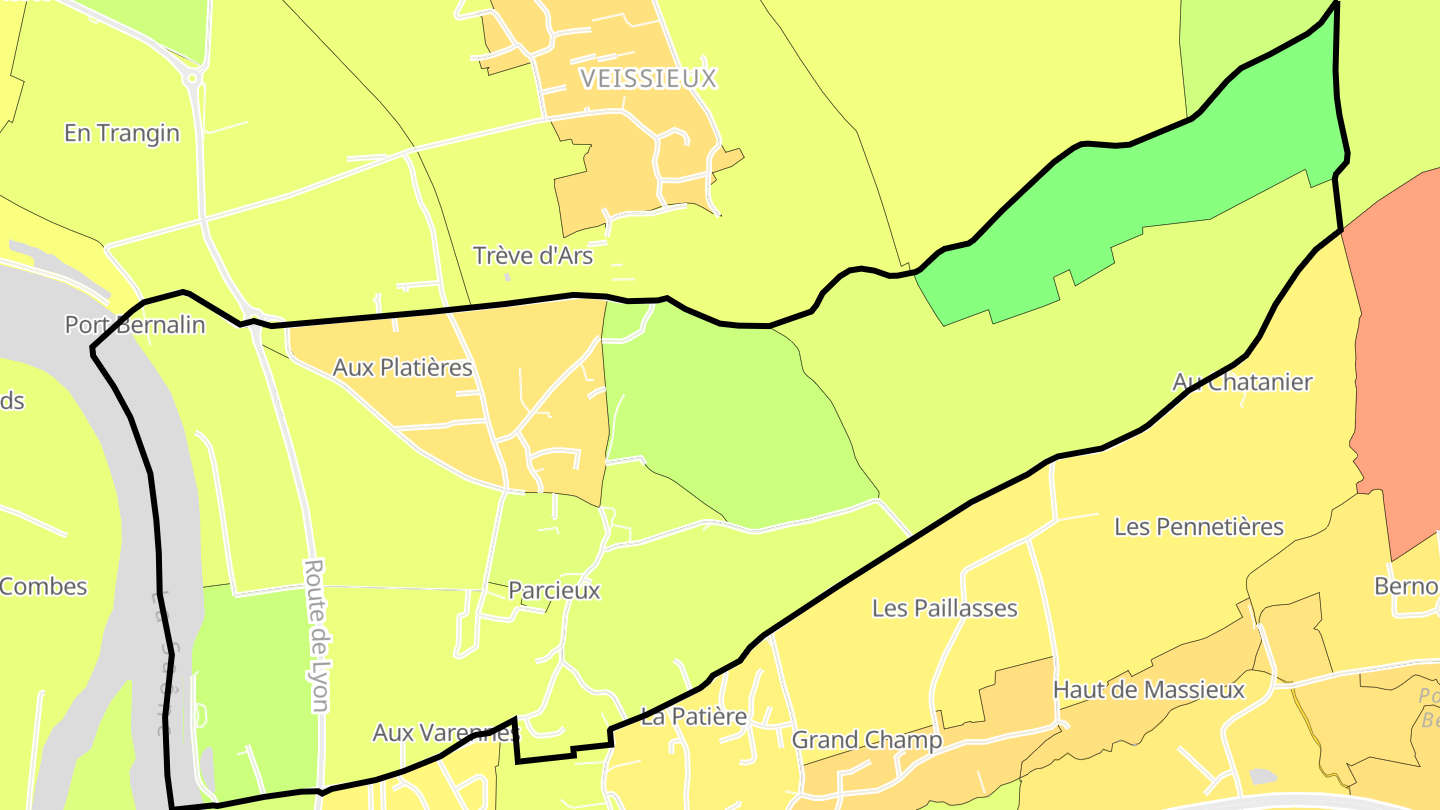 Carte des prix de l'immobilier Parcieux