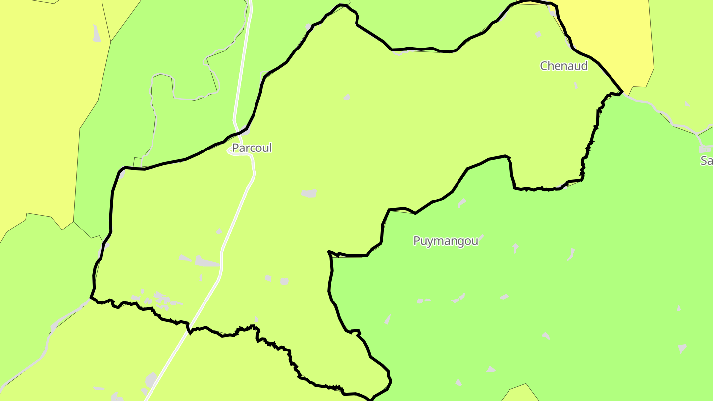 Carte des prix de l'immobilier Parcoul-Chenaud