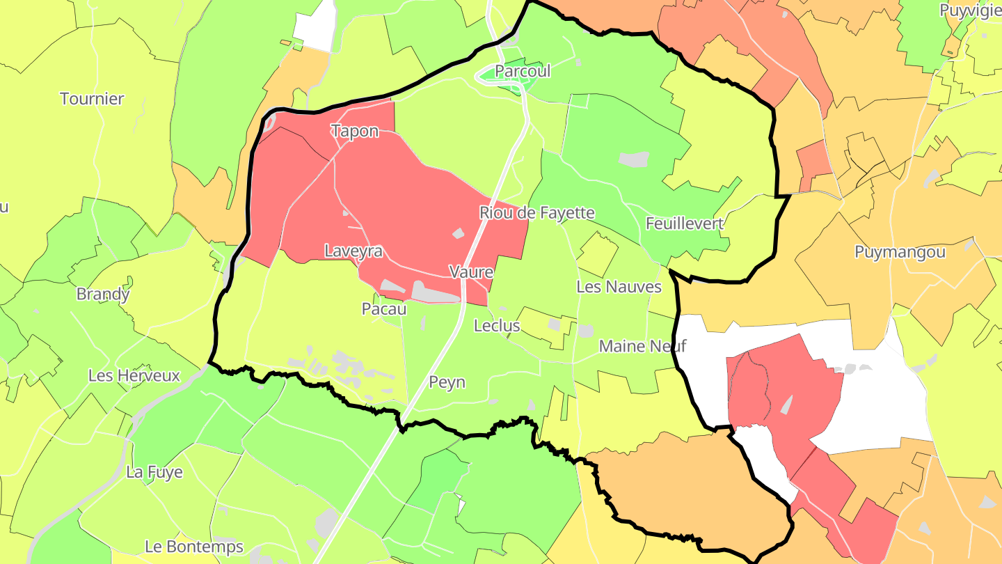Carte des prix de l'immobilier Parcoul