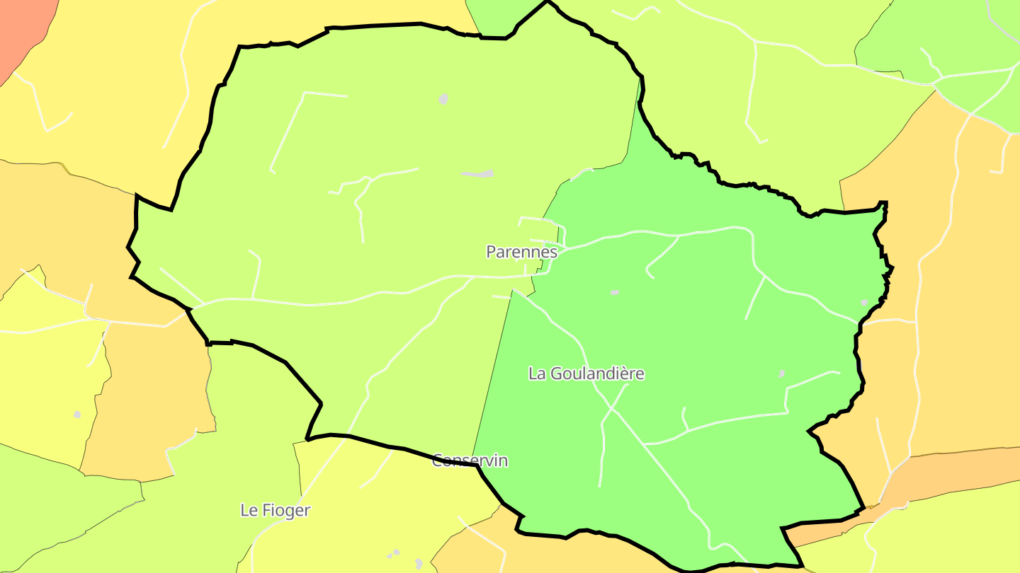 Carte des prix de l'immobilier Parennes