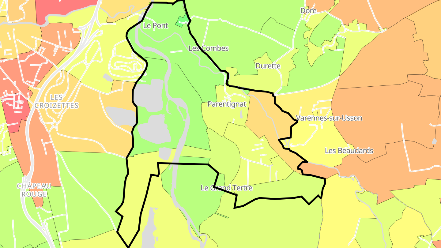 Carte des prix de l'immobilier Parentignat