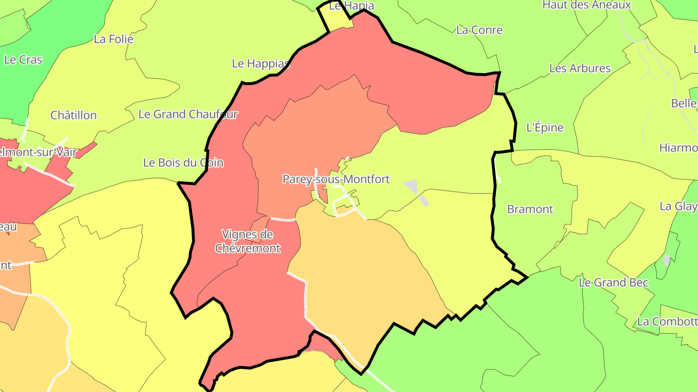 Carte des prix de l'immobilier Parey-sous-Montfort