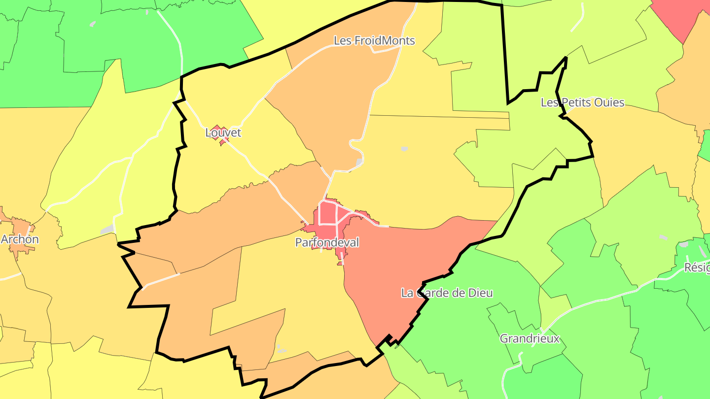Carte des prix de l'immobilier Parfondeval