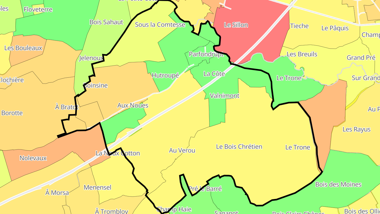 Carte des prix de l'immobilier Parfondrupt