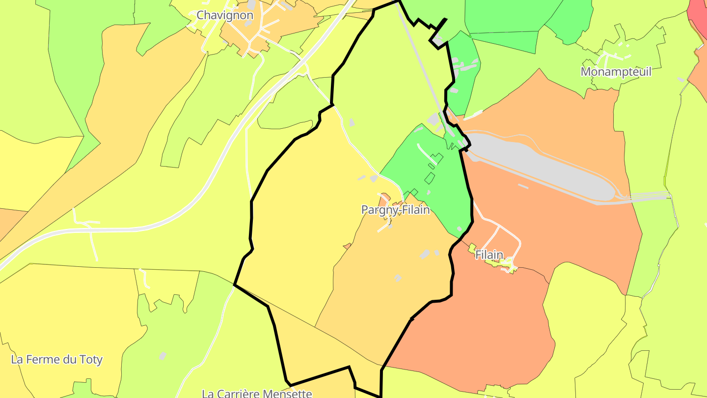 Carte des prix de l'immobilier Pargny-Filain
