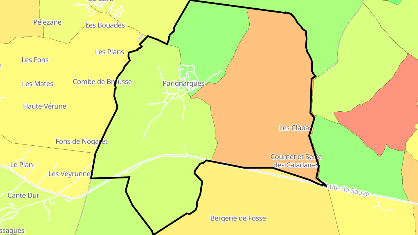 Carte des prix de l'immobilier Parignargues