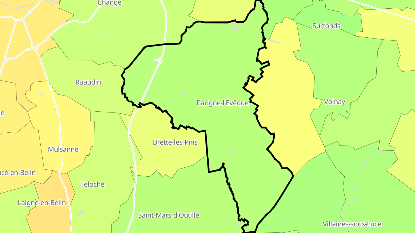 Carte des prix de l'immobilier Parigné-l'Évêque