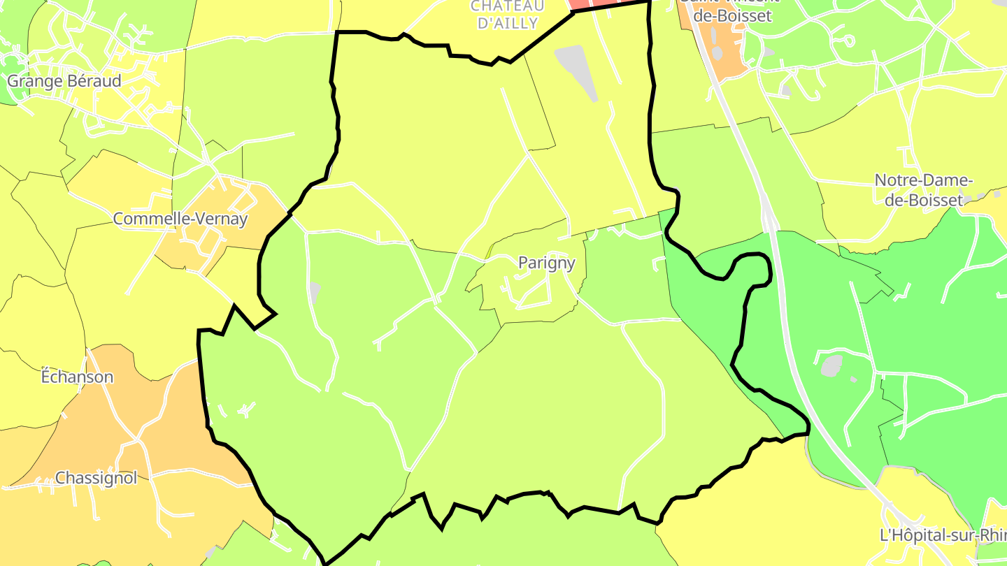 Carte des prix de l'immobilier Parigny