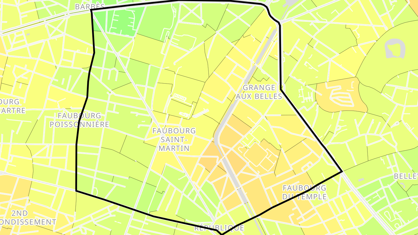 Carte des prix de l'immobilier Paris 10e Arrondissement
