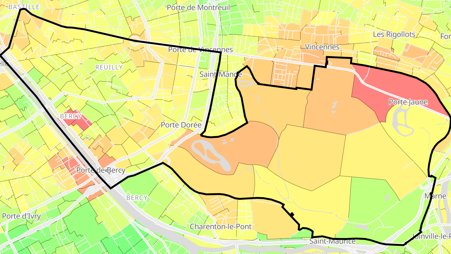 Carte des prix de l'immobilier Paris 12e Arrondissement
