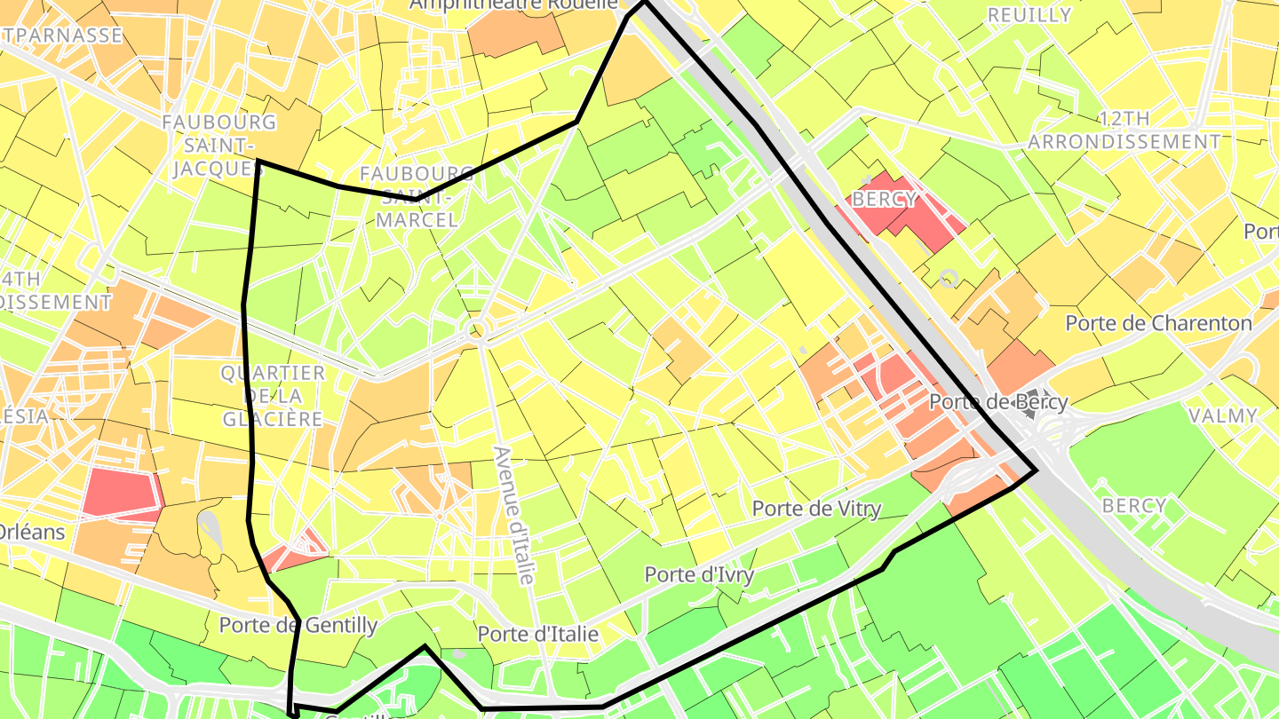 Carte des prix de l'immobilier Paris 13e Arrondissement