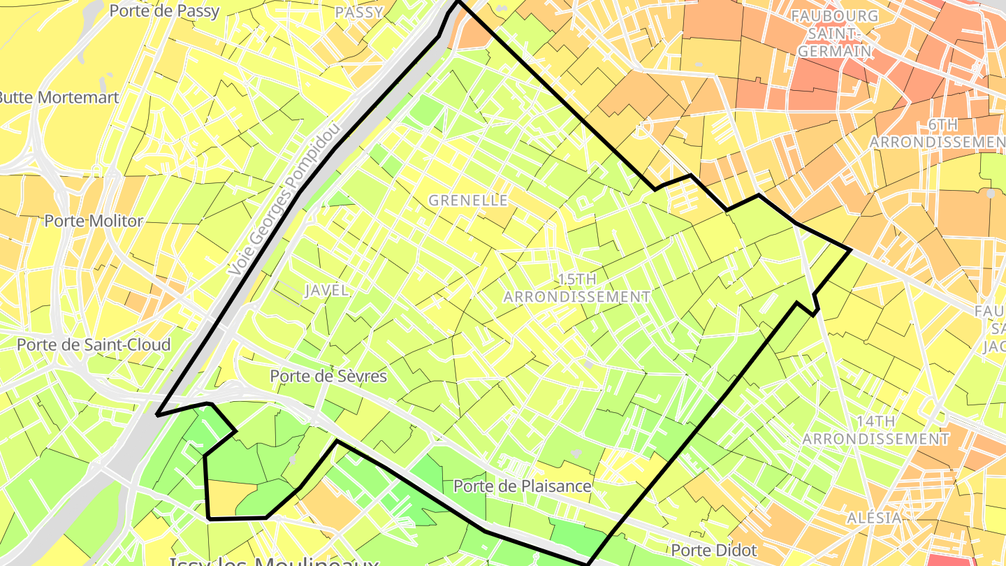 Carte des prix de l'immobilier Paris 15e Arrondissement