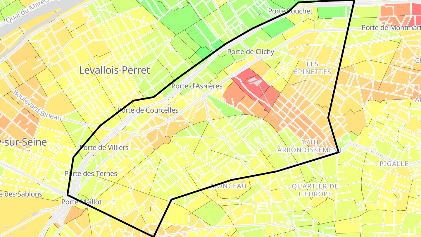 Carte des prix de l'immobilier Paris 17e Arrondissement