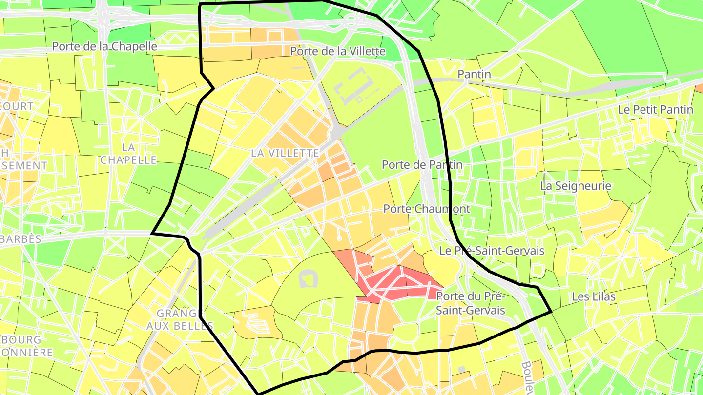 Carte des prix de l'immobilier Paris 19e Arrondissement