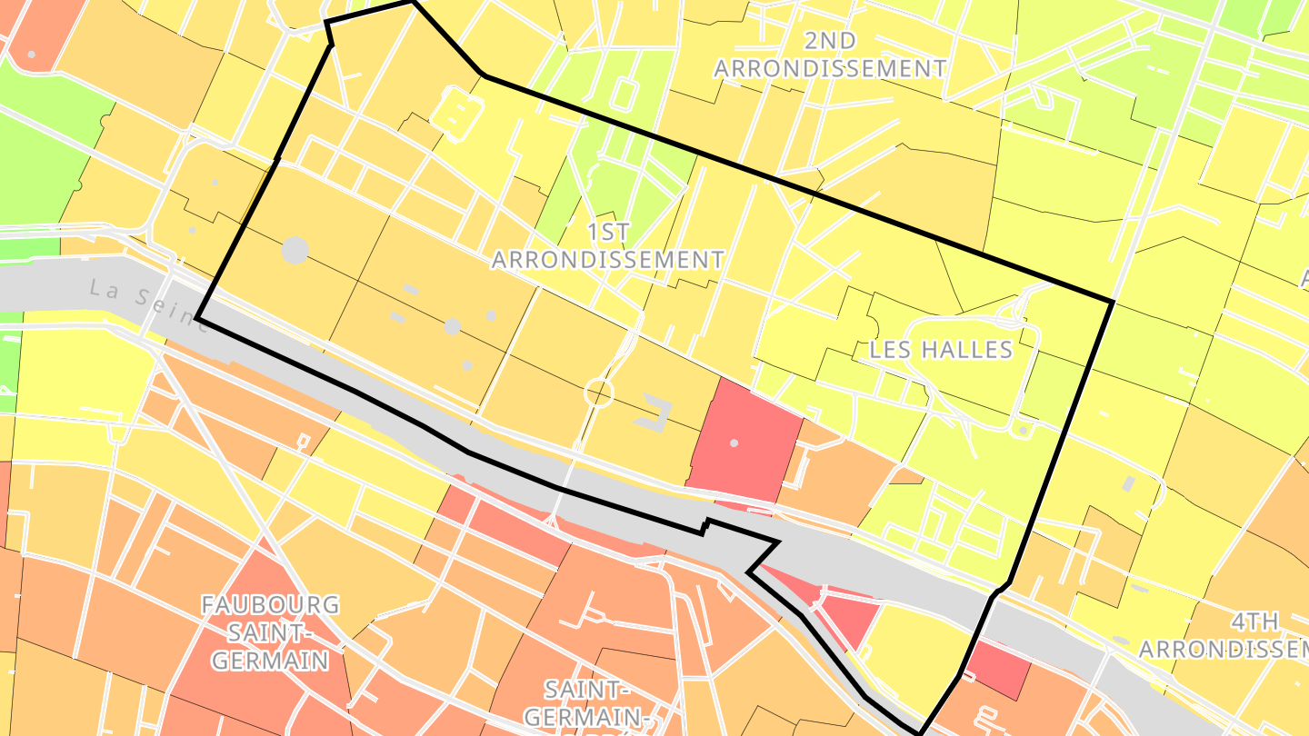 Carte des prix de l'immobilier Paris 1er Arrondissement