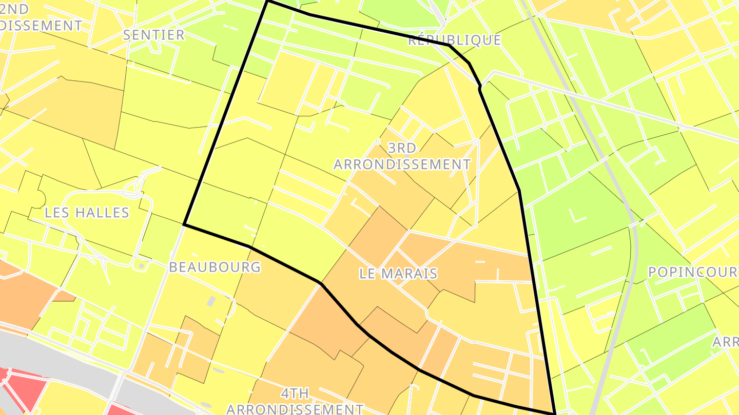 Carte des prix de l'immobilier Paris 3e Arrondissement