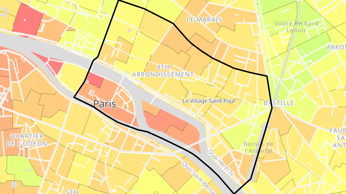 Carte des prix de l'immobilier Paris 4e Arrondissement