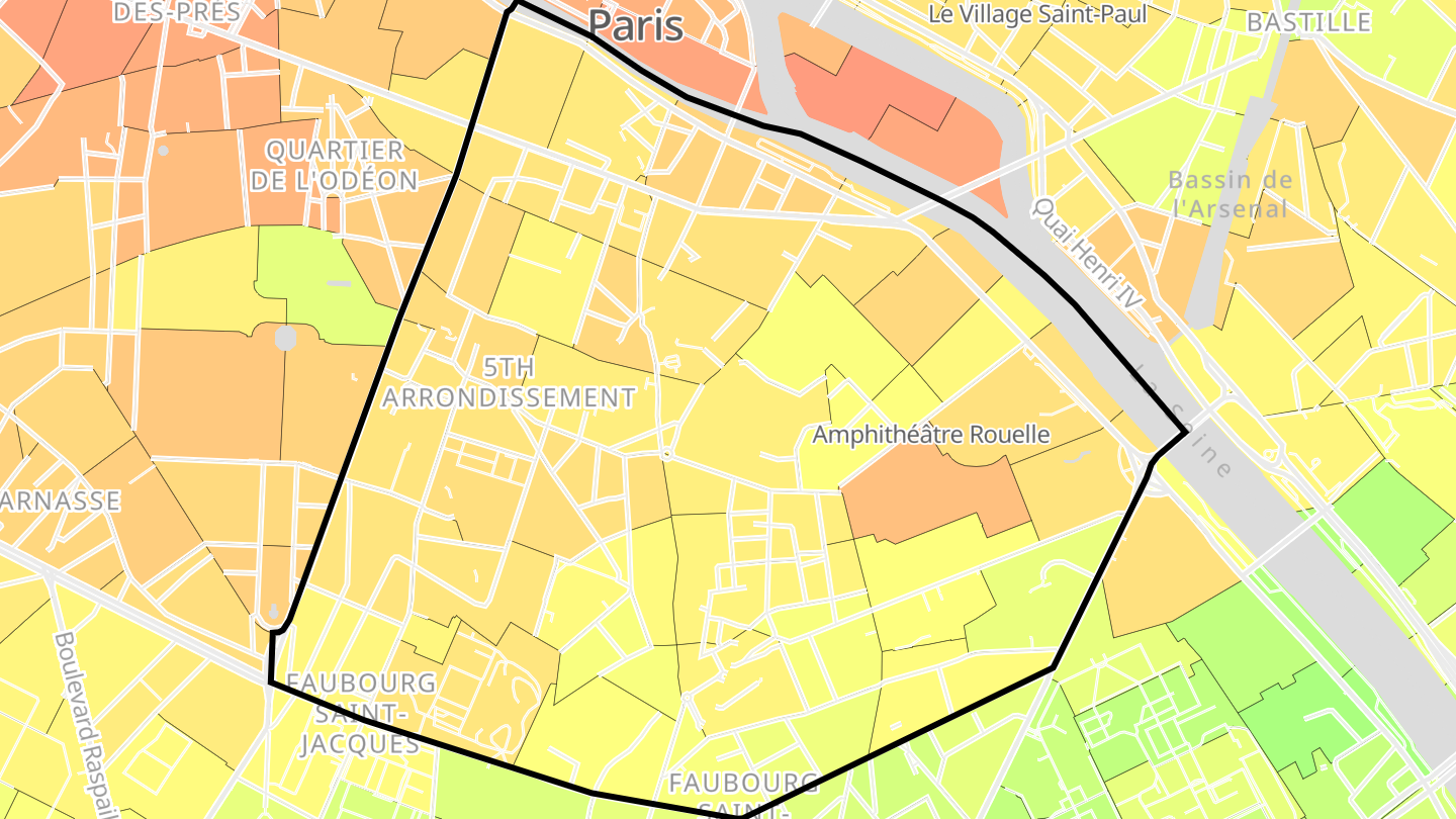 Carte des prix de l'immobilier Paris 5e Arrondissement