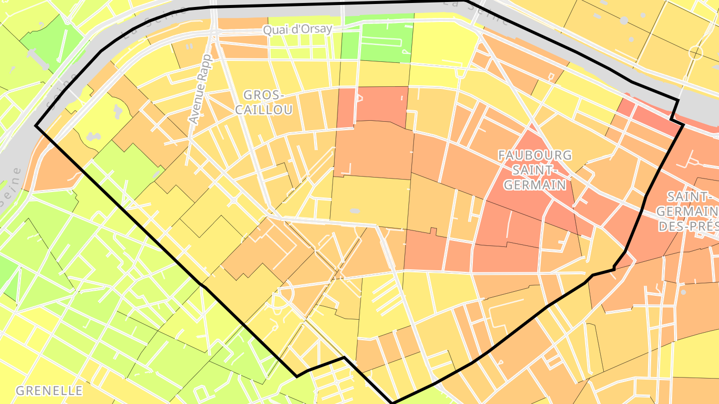 Carte des prix de l'immobilier Paris 7e Arrondissement