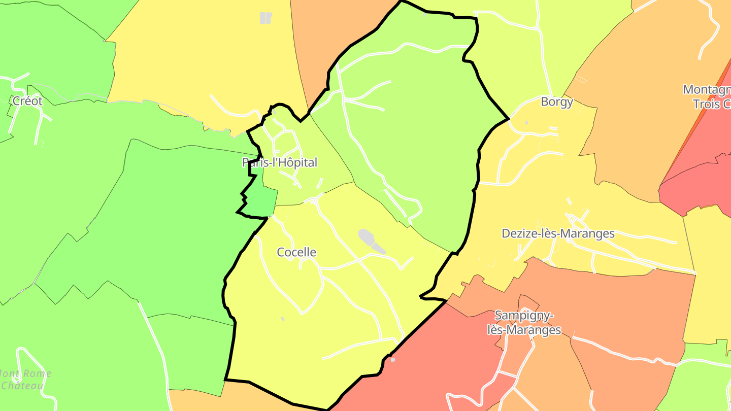 Carte des prix de l'immobilier Paris-l'Hôpital