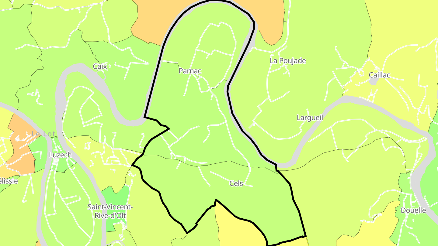 Carte des prix de l'immobilier Parnac